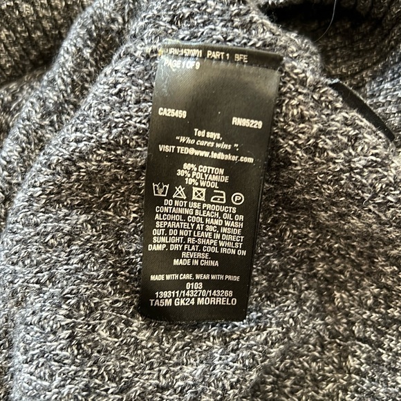 Ted Baker London Mens Gray Knit Crewneck Sweater Size 4 Wool Blend - Picture 3 of 5